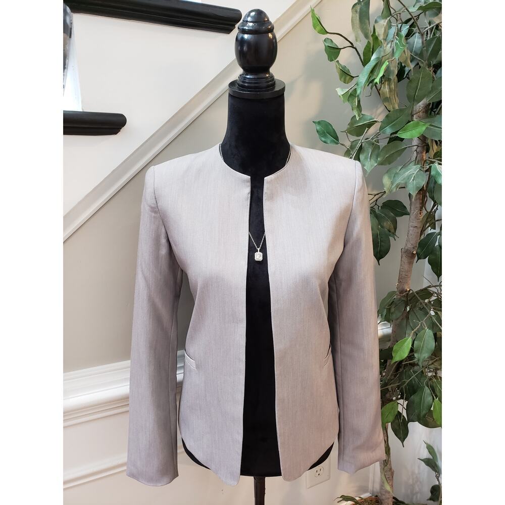 Nameless Blazer Jacket Women Small Gray Open Front Cut Out Back Career Chic